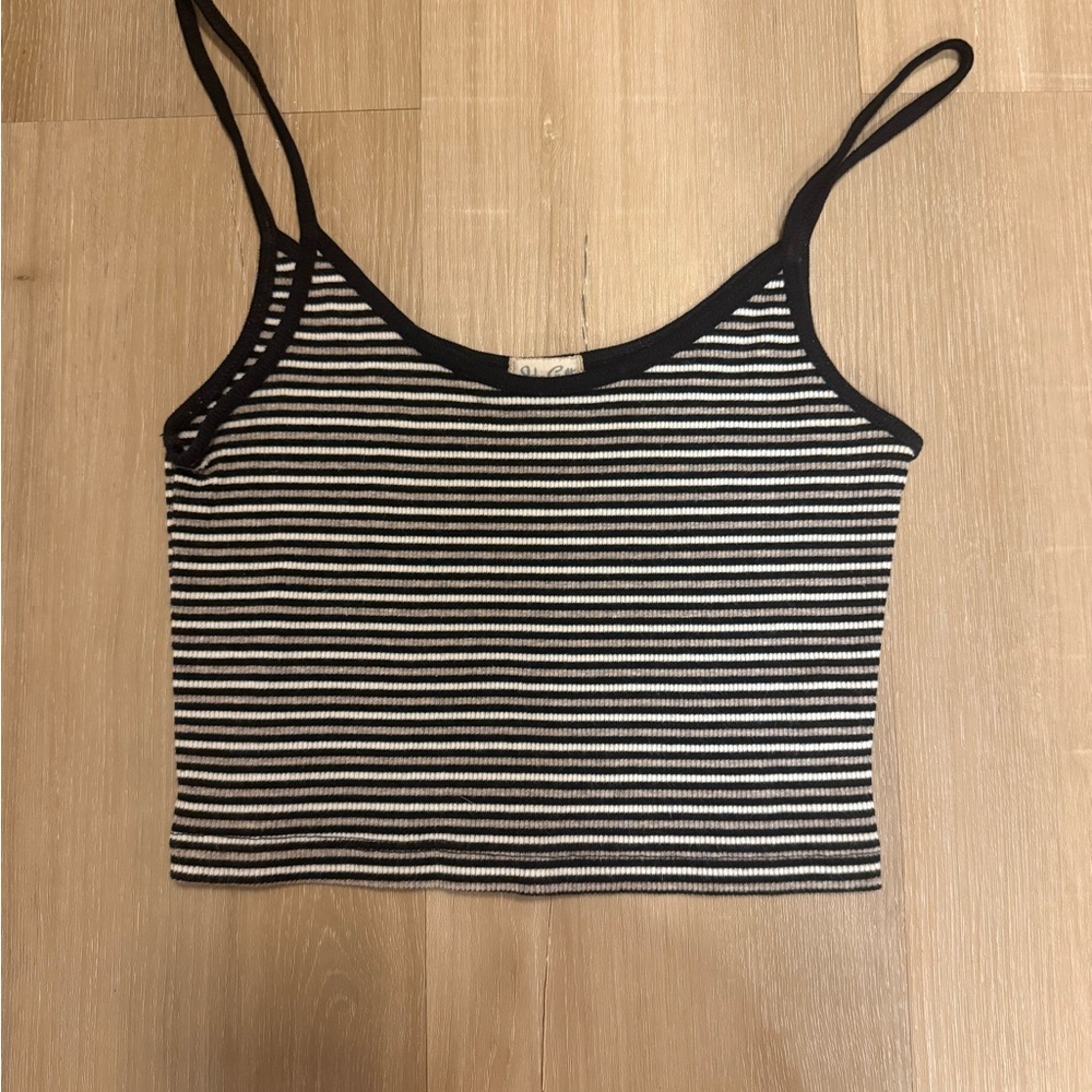 Brandy Melville Black and White Fitted Crop Camisole